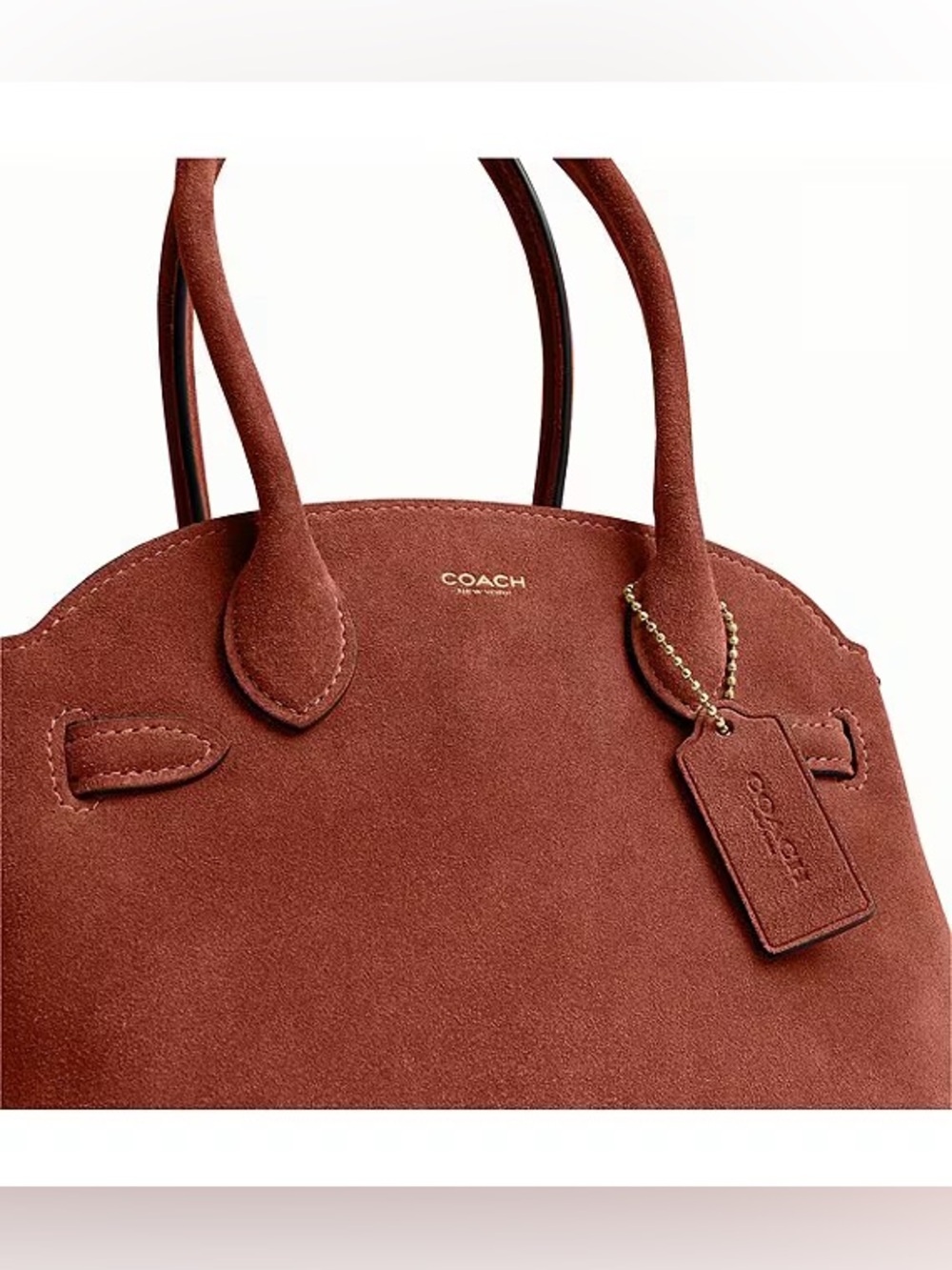 COACH Suede Soft Empire 21 Handle Satchel Bag in Clay - Picture 2 of 5
